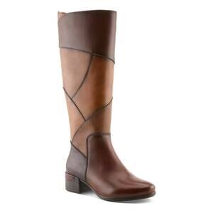 NEW SPRING STEP SHOES women's patchwork knee boots in brown multi